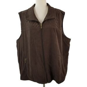 Allison Daley Brown Brushed Faux Suede Vest Lined 2 Zipper Pockets Size 24 W